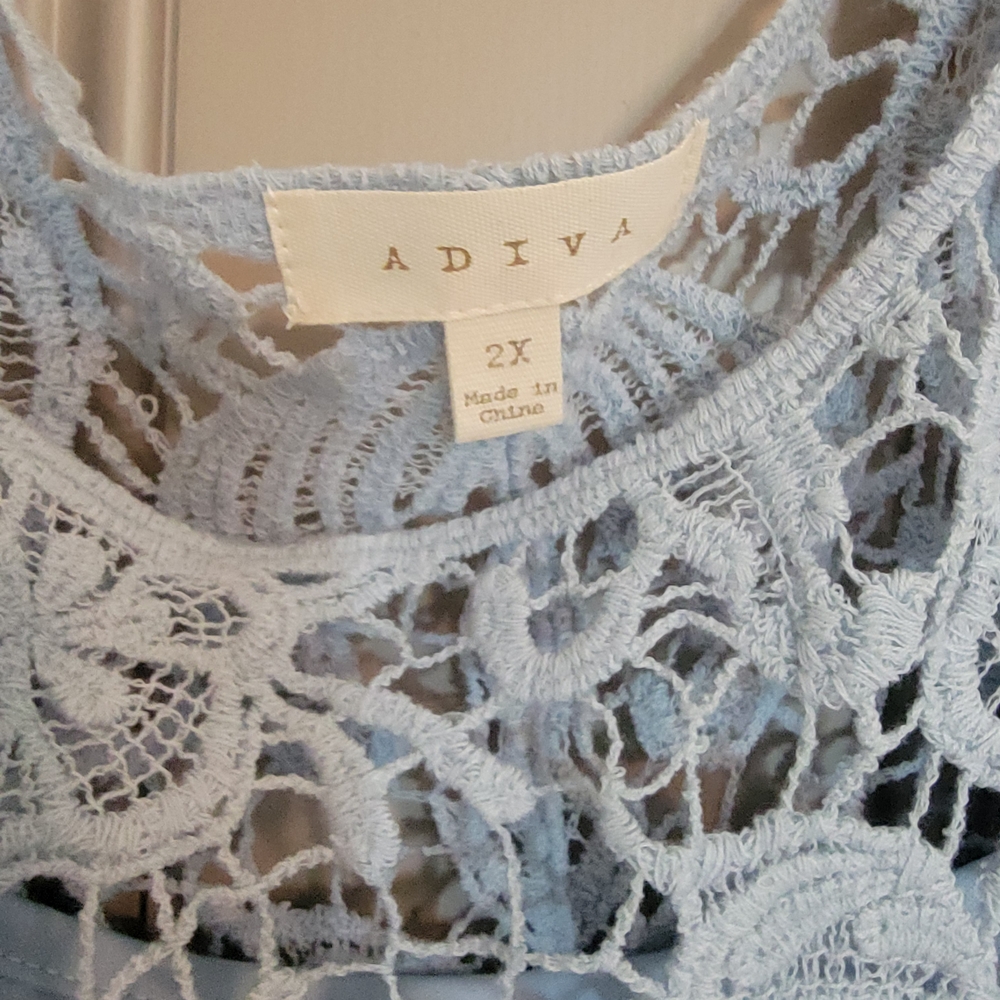 Adiva Light Blue Lace Top
